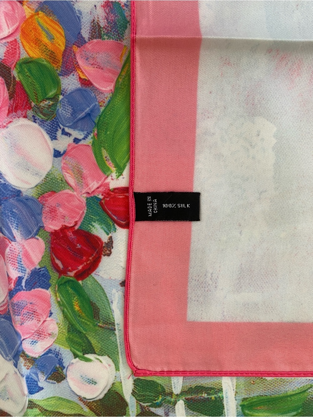 Floral Pink Silk Scarf Wrap - Women Accessories - Picture 9 of 11